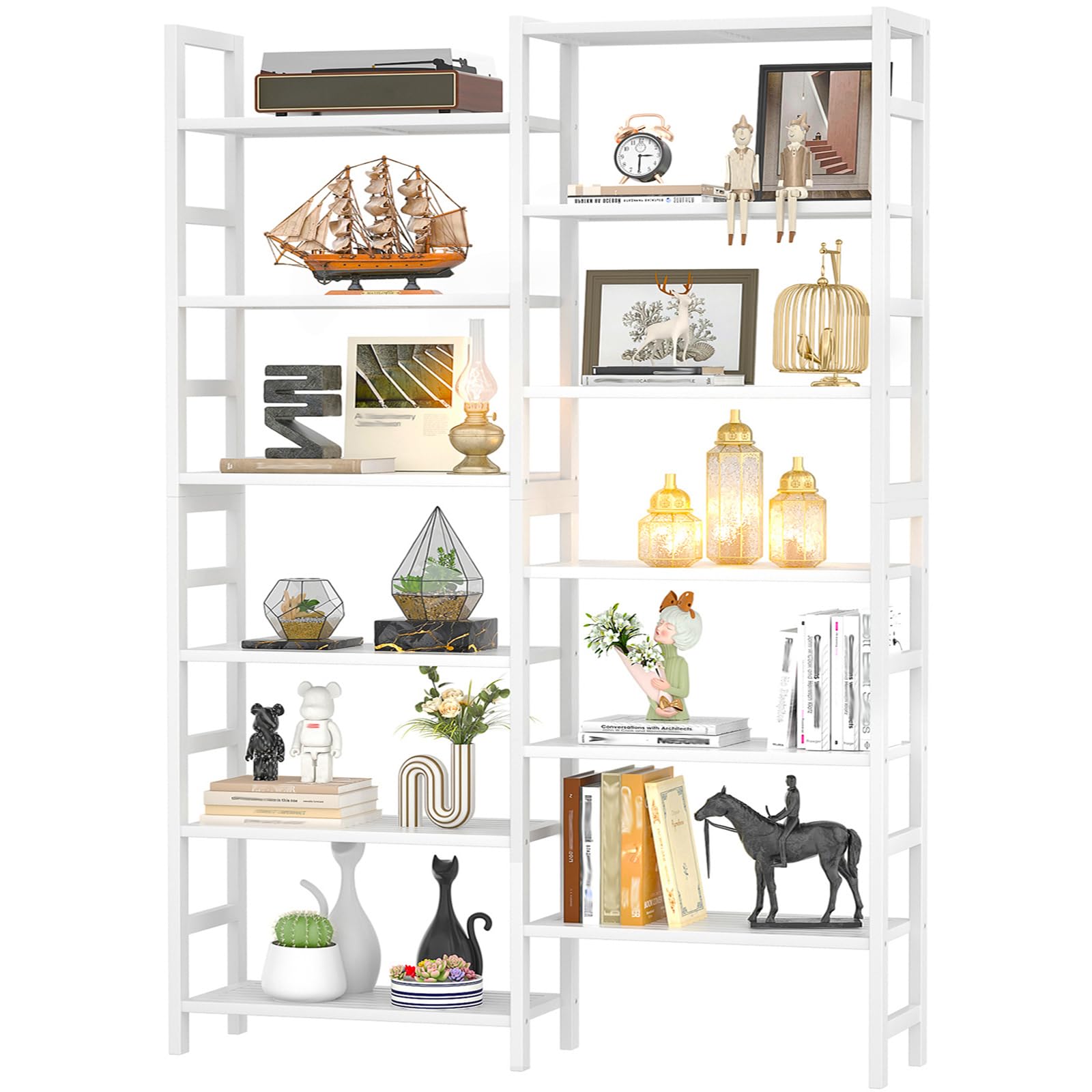 【9】kmrii フェザーフック　ホワイト Amazon.com: Homykic Double Wide Bamboo Bookshelf White, 6-Tier